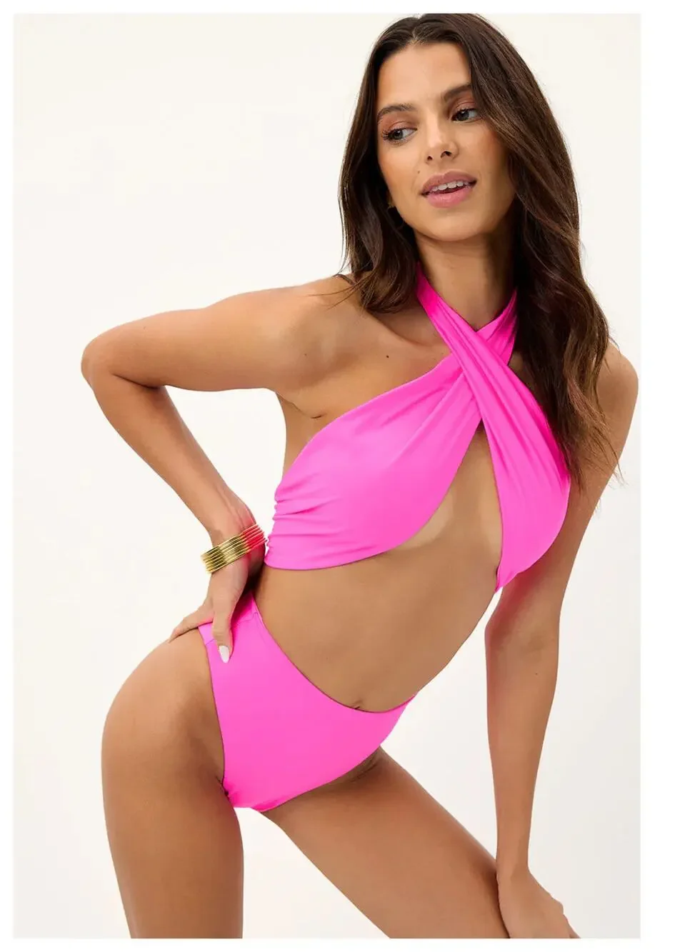 Frankies Bikinis Dorothy Halter One-Piece Swimsuit Size Medium